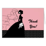 Pink Silhouette Bride Thank You Note Card