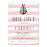 Pink Stripe Nautical Rose Bridal Shower Invitation