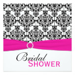 Pink, White, and Black Damask Bridal Shower Invite