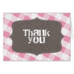 Pink & White Gingham Canvas Thank You Cards