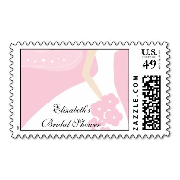 Pink / White Modern Bride Bridal Shower Stamp