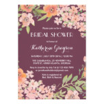 Plum Purple Rustic Flower Bridal Shower Invitation
