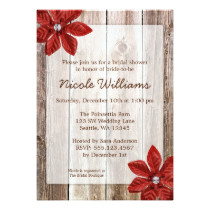 Poinsettia Rustic Barn Wood Bridal Shower Card