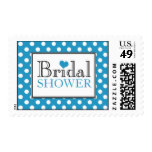 Polka Dot Blue Bridal Shower Postage Stamps