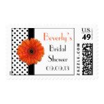 Polka Dot Orange Gerber Daisy Bridal Shower Postage