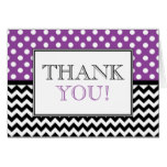 Polka Dot Purple & Chevron Thank You Card