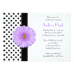 Polka Dot Purple Daisy Bridal Shower Invitation