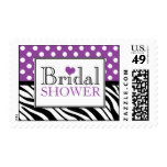 Polka Dot Purple Zebra Print Bridal Shower Postage