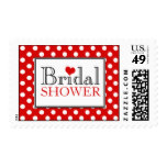 Polka Dot Red Bridal Shower Postage Stamps