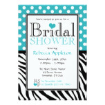 Polka Dot Turquoise & Zebra Print Bridal Shower Card