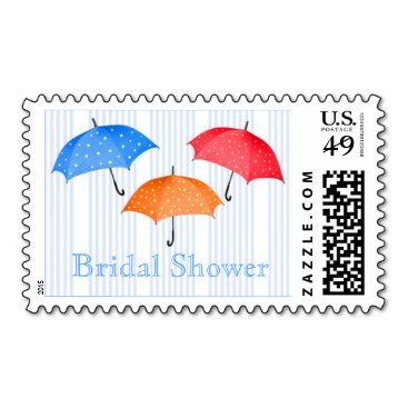 Polka dot umbrellas Bridal Shower Postage