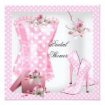 Pretty Bridal Shower White Pink Corset Polka Dots Card
