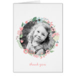 Pretty Floral Wreath Custom Photo Thank You Notes