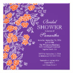 Pretty Flower Modern Purple & Orange Bridal Shower Card