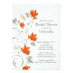 Pretty Modern Orange Floral Vine Bridal Shower Card