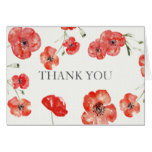 Pretty Red Poppies floral wedding Thank You Card