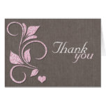 Printed Pink Glitter Rustic Thank You Cards