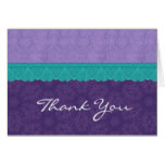 Purple and Teal Lace  Wedding Thank You V2 Card