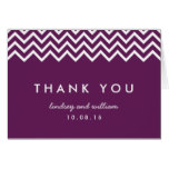 Purple and White Chevron Wedding Thank You Cards