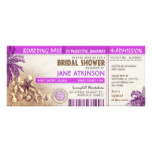 purple boarding pass tickets for Bridal Shower Card