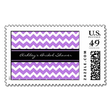 Purple Chevron Bridal Shower Wedding Stamps