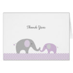 Purple Chevron Elephant Thank You Cards