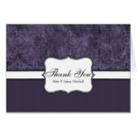 Purple Damask Wedding Thank You Card