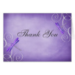 Purple Dragonfly Swirls Thank You Card