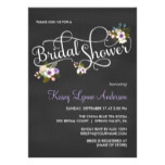 Purple Floral Chalkboard Bridal Shower Invites