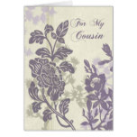 Purple Floral Cousin Bridesmaid Thank You Card