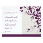 Purple Floral Swirls Bridal Shower Invitations
