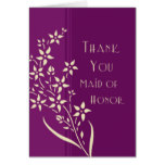 Purple Flowers Thank You Maid of Honor Card