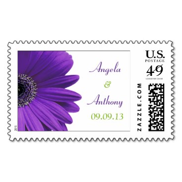 Purple Gerbera Daisy Personalized Wedding Postage