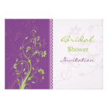 Purple & green floral swirls Bridal Shower Invite