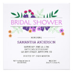 Purple & Orange Hand Drawn Flowers, Bridal Shower Card