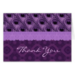 Purple Peacock Feathers and Lace Thank You  TH016 Card