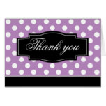 Purple Polka Dot Black Frame Thank You card
