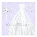Purple Snowflakes Wedding Dress Bridal Shower Card