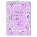 Purple Swirls Thank You Maid of Honor Card