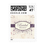 Purple vintage floral bridal shower postage stamps
