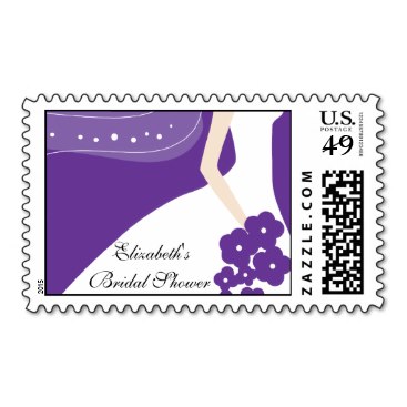 Purple / White Modern Bride Bridal Shower Stamp