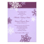 Purple White Snowflake Winter Wedding Invitation