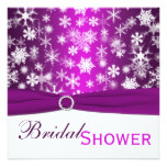 Purple White Snowflakes Bridal Shower Invitation