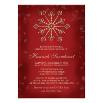 RED AND GOLD SNOWFLAKE BRIDAL SHOWER CARD
