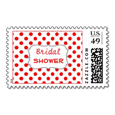Red and white polka dots Bridal Shower Postage
