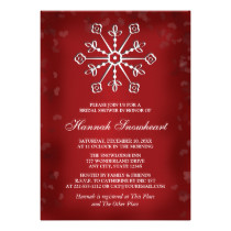 RED AND WHITE SNOWFLAKE BRIDAL SHOWER CARD