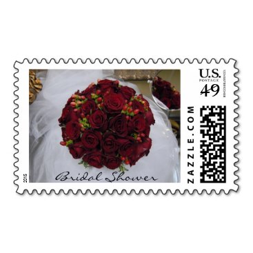 Red Bridal Bouquet - Bridal Shower Stamps