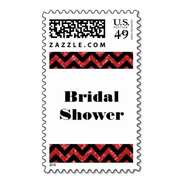 Red Chevron Glitter Bridal Shower Postage