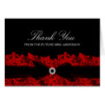 Red Chic Lace Bridal Shower Thank You Card