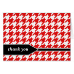 Red Classy Houndstooth Thank You cards